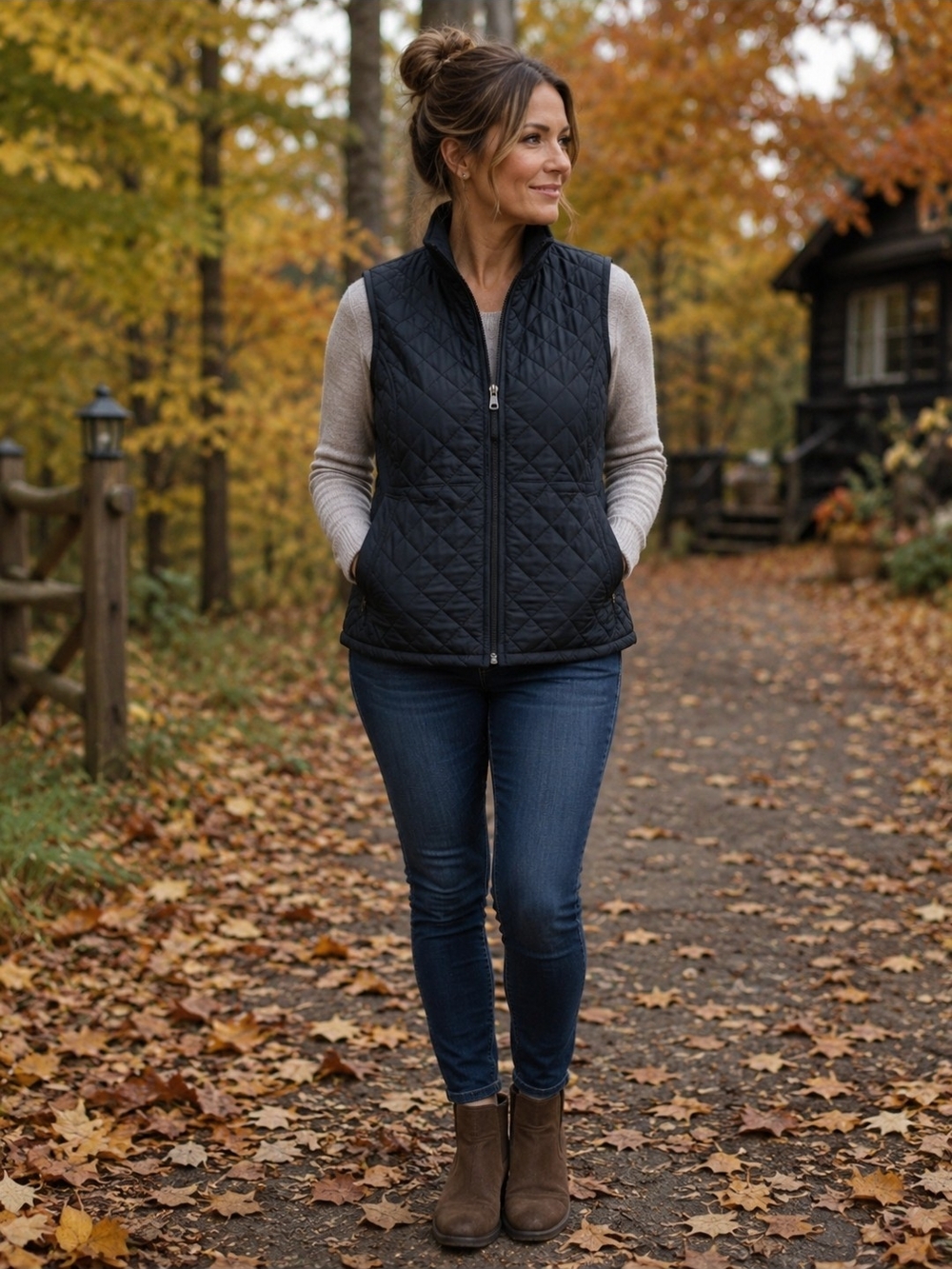 Van Heusen black quilted vest with two pockets light weight.